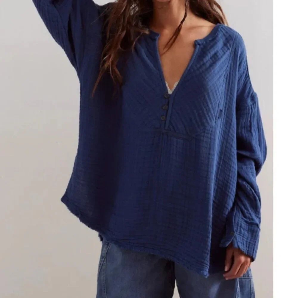 Free People We The Free Easy Sunday Pullover Oversized Top in Size S